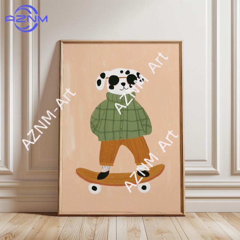 1PC Funny Animal Skateboarding - Baby Nursery Wall Decor review and price