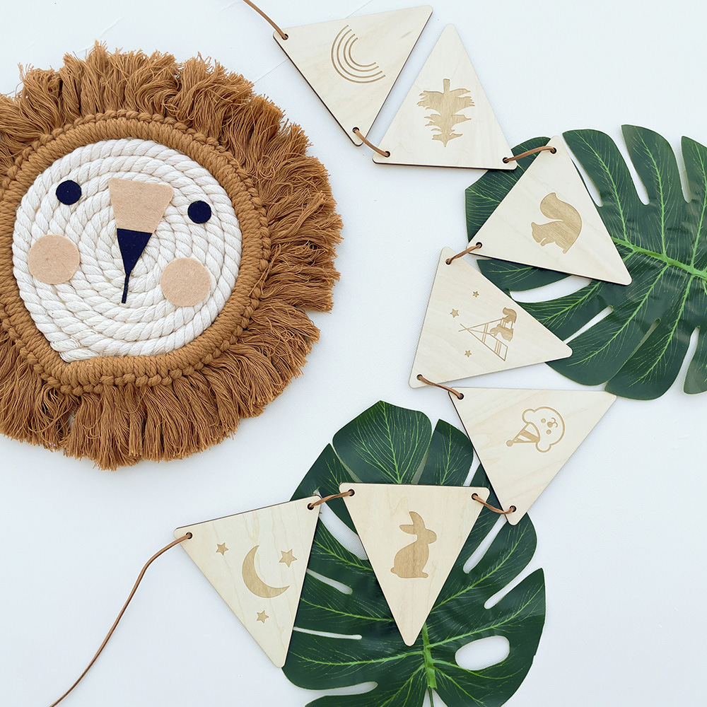 Nordic Wooden Triangle Flag Wa - Baby Nursery Bunting review and price