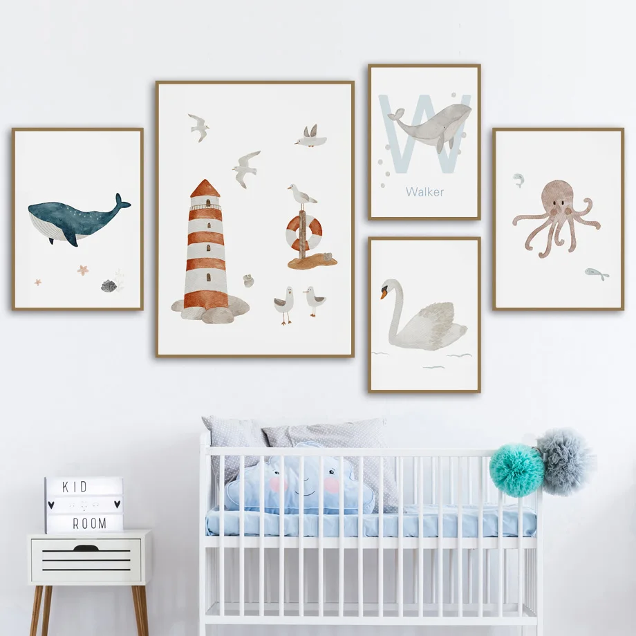 Custom Name Whale Octopus Turt - Baby Nursery Ocean review and price