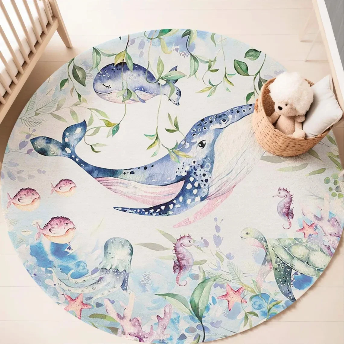 Blue Marine animal Round Carpe - Baby Nursery Carpet review and price
